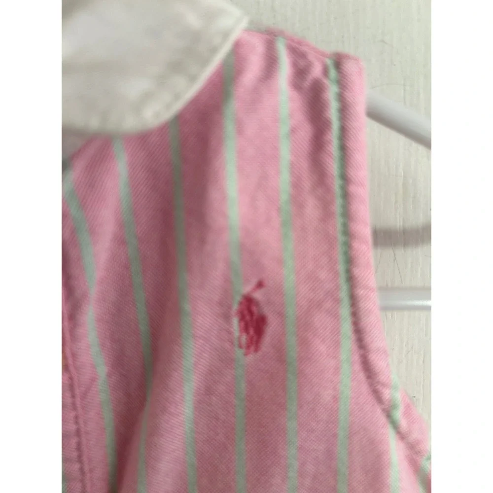 Ralph Lauren Dress 12M Pink Striped Tiered Sleeveless Cotton Kids